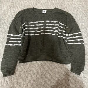 Cabi Olive Green Striped Women's Sweater